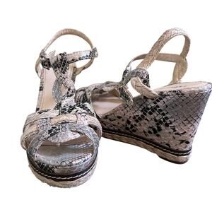 Express Y2K Snakeskin Wedge Heel Sandals Size 7